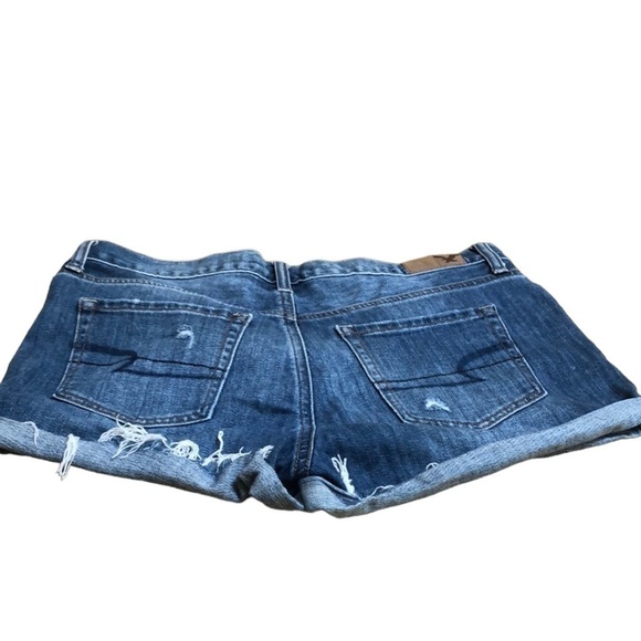 American Eagle Womens Distressed Button Fly Medium Wash Cuffed Denim Shorts Sz 4 - Picture 5 of 12